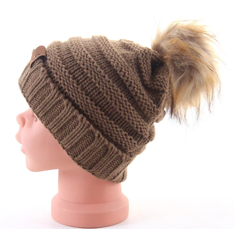 Зимняя Брендовая женская шапка с помпоном зимняя для детей девочек вязаные шапки