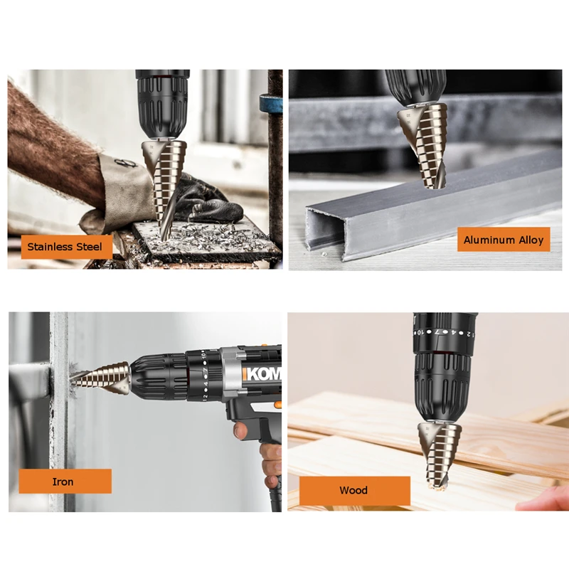 

M35 HSS-Co Cobalt Step Drill 4-12/4-20/4-32mm Triangle Shank Spiral/Straight Groove Drill Bits For Stainless Steel Drilling