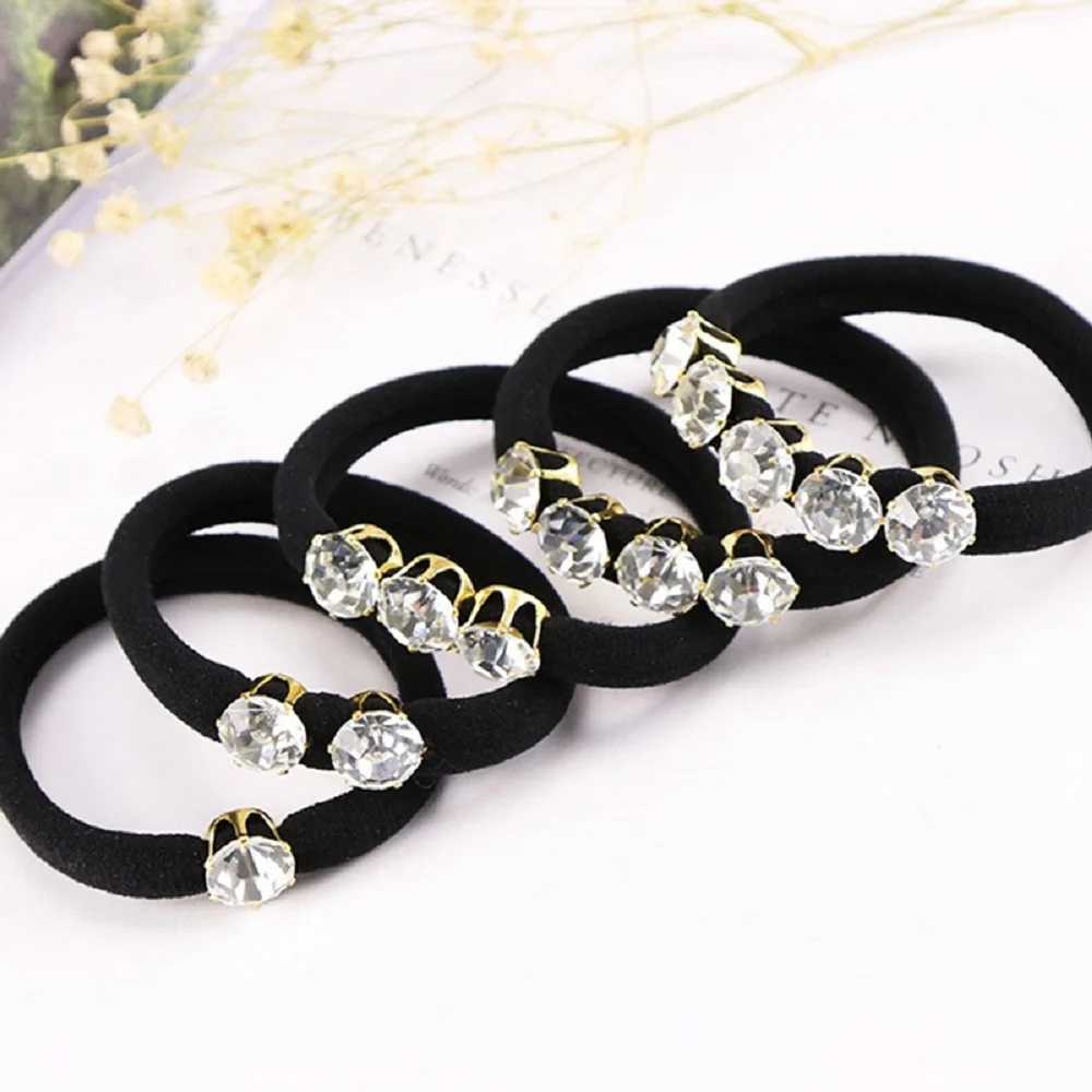 Новые корейские элегантные женские аксессуары для волос Стразы простые черные