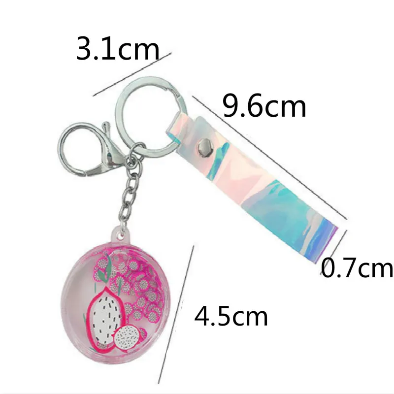 

Lovely Cute Acrylic Fruit Quicksand Bottle Keychain Student Bag Key Chain Ornament Creative Jewelry Gift Toy Keyfob Gifts