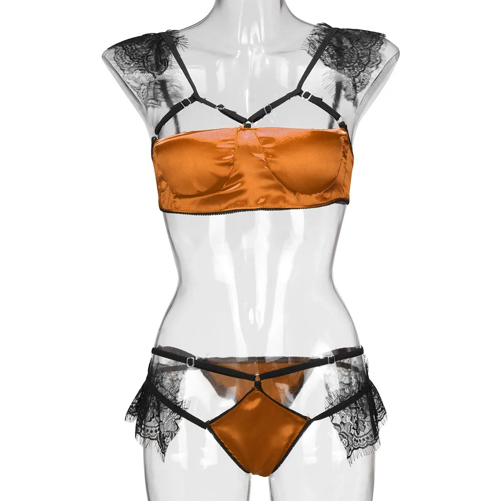 Scalloped Floral Lace Lingerie Set Women Pajama 2019 Burgundy Bralettes And Briefs Sleepwear Sexy Nightgown lingerie B4 | Женская одежда