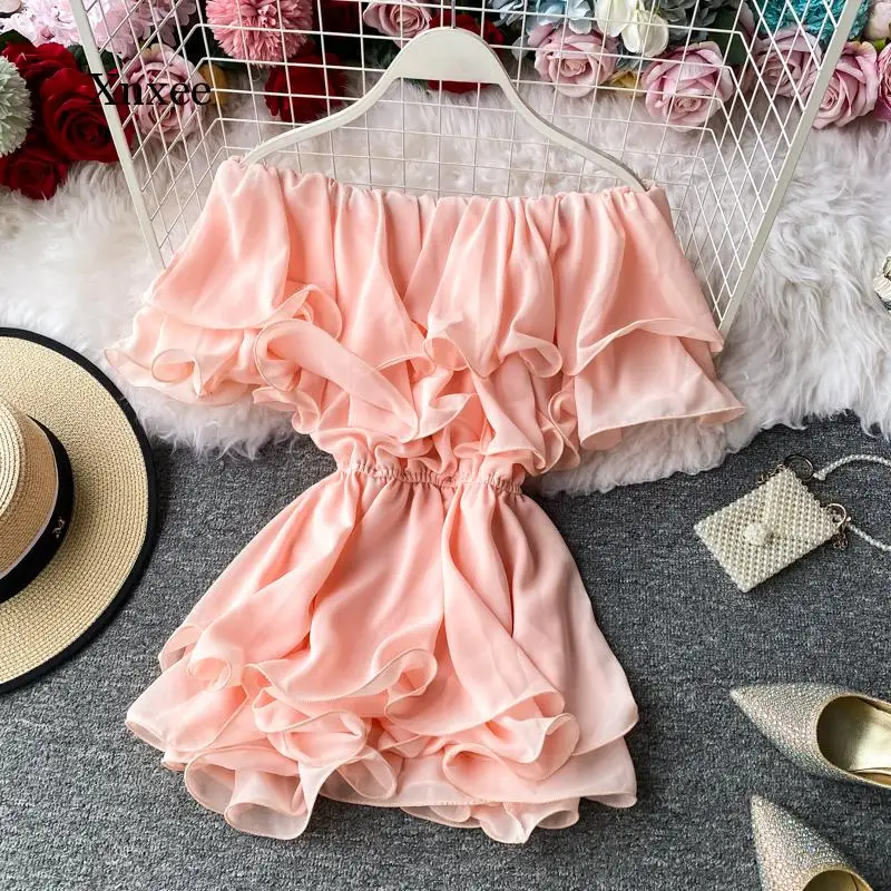 

Летние шифоновые рубашки с воротником-лодочкой и рукавом-бабочкой и оборками, женский жилет с открытыми плечами, элегантные женские топы из искусственной кожи, Майки