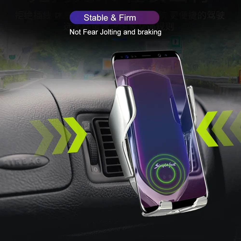 360°Automatic Qi Wireless Car Charging Charger Mount Clamping Phone Holder Usb Samsung | Компьютеры и офис