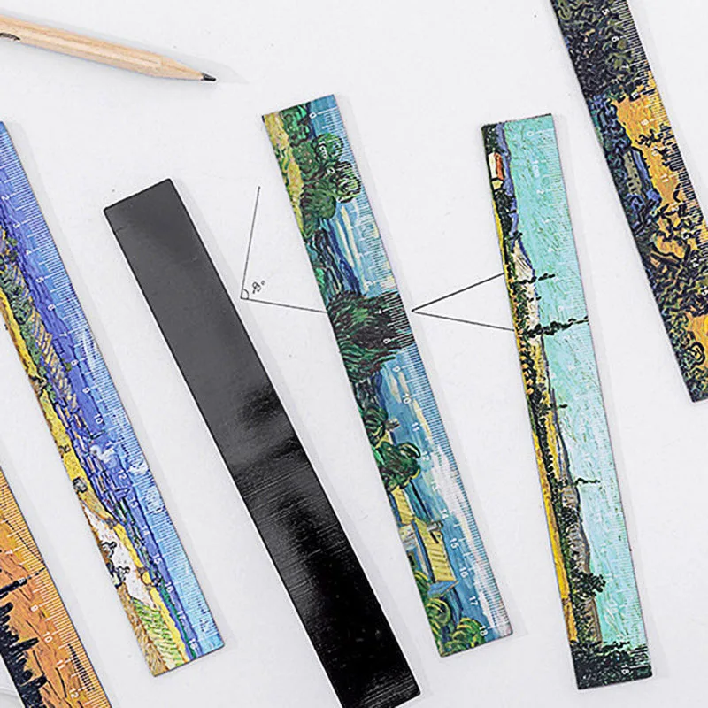 1PC Literary Van Gogh Straight Rulers Retro Painting For Childrens Girls Gitt School Office Supplies Measure Stationery |