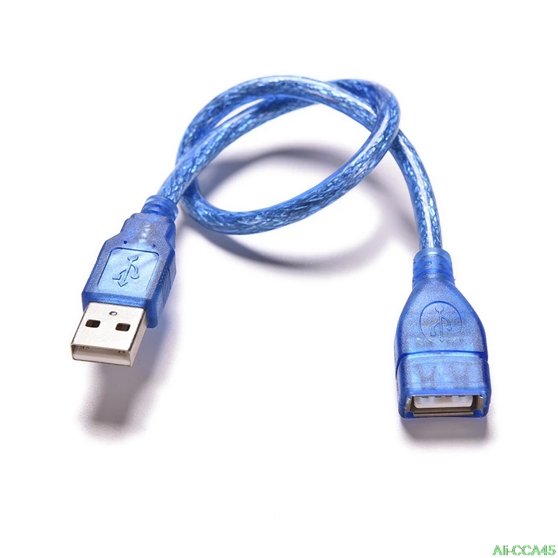 

30 см USB 2,0 кабель-удлинитель USB 2,0 "папа" в USB 2,0 женскому удлинитель Дата-кабель, шнур синхронизации анти-помех синий