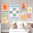 Настенная картина с изображением разноцветной абстрактной башни Парижа, Fuji, Давида, скандинавские постеры и принты для декора гостиной