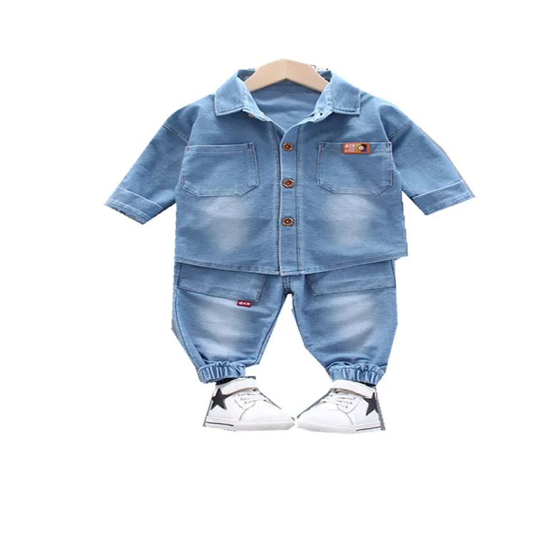 

2020 spring kids boy clothes 1-4 years baby boy denim long sleeve Coat and pants 2 piece set