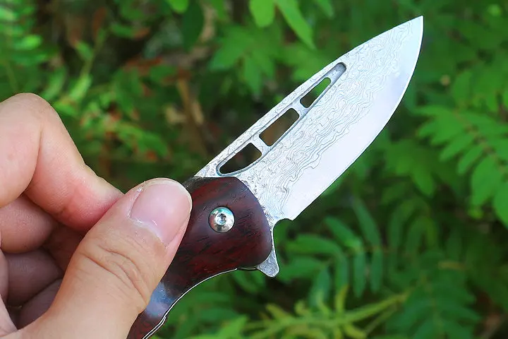 Охотничий нож Free Wolf FW34 складной карманный резец из дамасской стали с деревянной