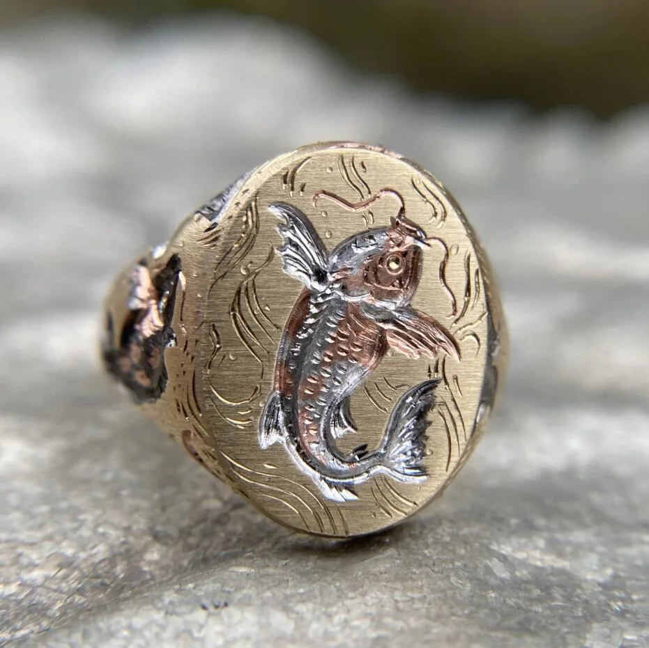 2021 модный 3D резные Золотая рыбка кольцо пульсации женские вечерние юбилей