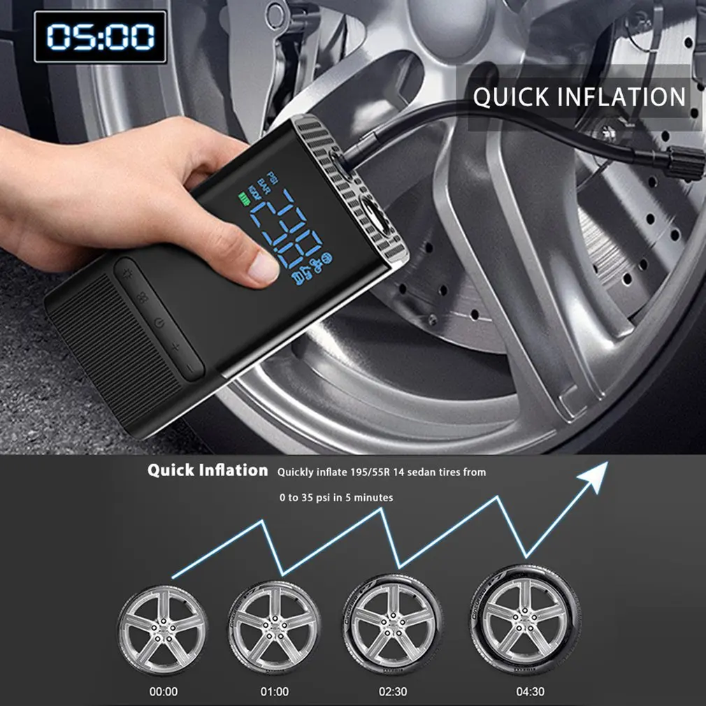 

Умный беспроводной автомобильный воздушный насос Z2117, мини-воздушный насос для накачки шин, беспроводной портативный компрессор для автомо...