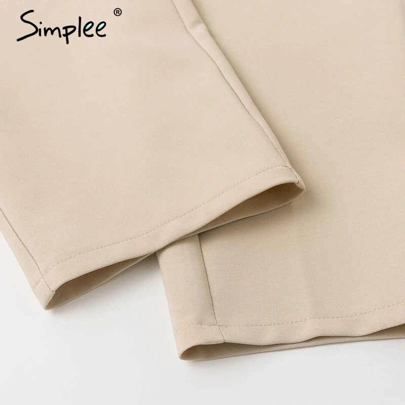 Simplee Solid повседневные женские брюки высокая талия офисные женские пиджак костюм брюки Свободные женские брюки