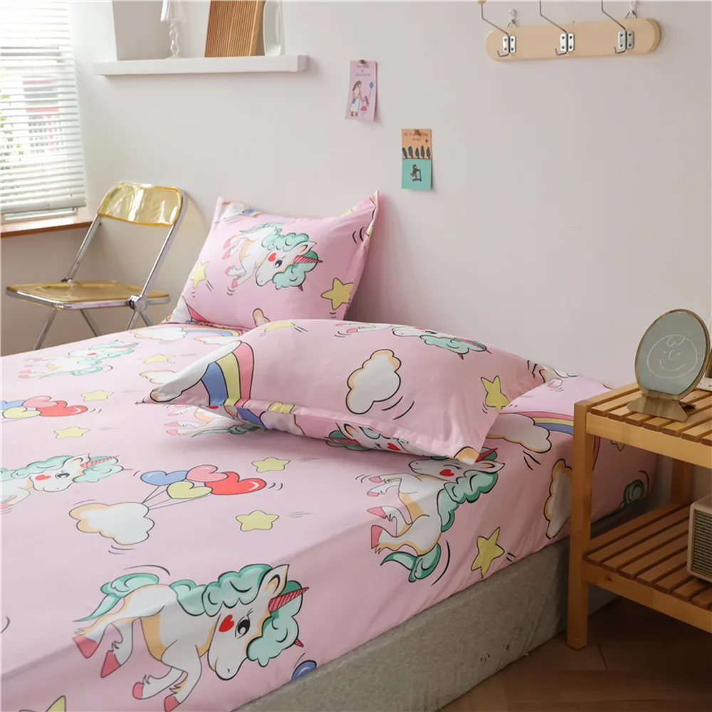 Простыня с мультяшным единорогом 120x200x30 см 180x200x30 | Дом и сад