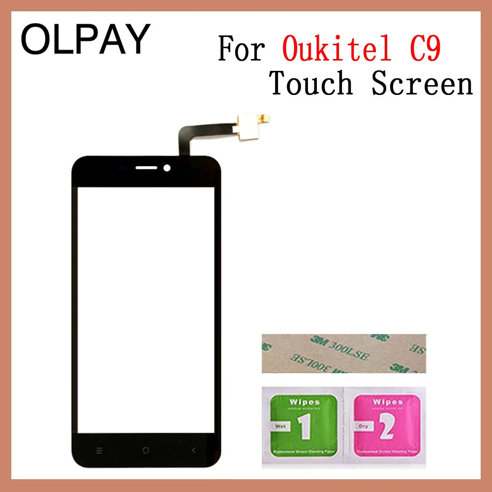 Oukitel C9 Black Сенсорная панель мобильного телефона для Oukitel C3 C4 C5 C8 C9 C11 Pro Сенсорный экран дигитайзер сенсор внешняя стеклянная панель объектива - Цвет: Oukitel C9 Black