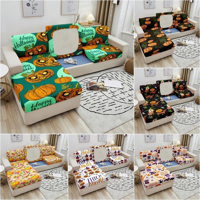

Эластичный чехол для дивана с тыквой на Хэллоуин, чехол для подушки, моющийся чехол для дивана на сиденье для домашних животных, Детский Эла...