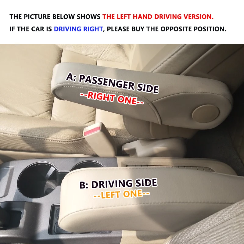 

For Honda CRV 2007 2008 2009 2pcs Beige Left + Right Microfiber Leather Side Seat Armrest Handle Decor Cover Protection Trim