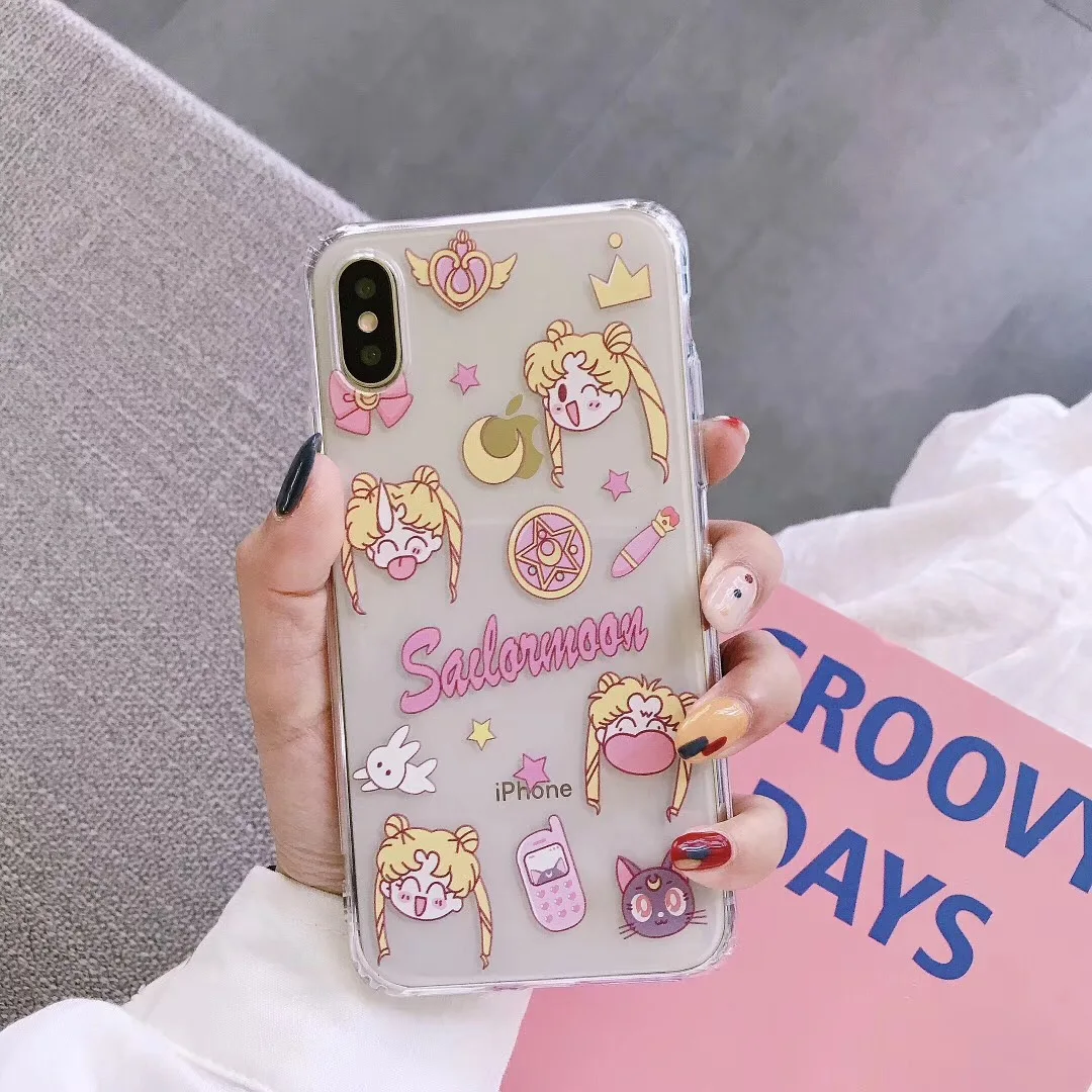 Японский аниме Сейлор Мун чехол с принцессой для Apple iPhone X XS Max Xr 7 8 6 6s Plus девушка конфеты ТПУ прозрачный чехол для телефона Fundas