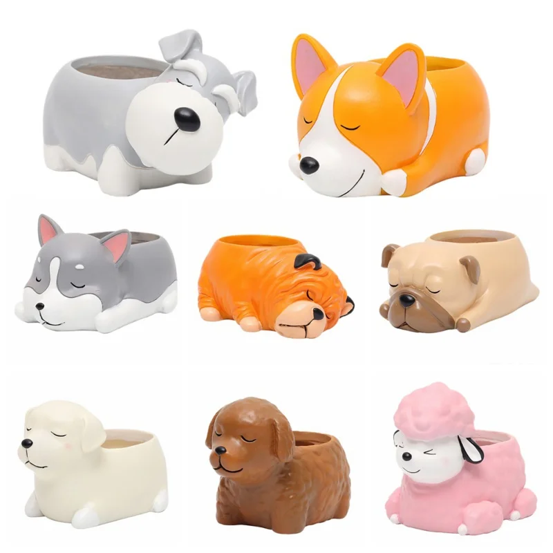 Цветочная ваза с мультяшным рисунком собак цветочный горшок из смолы для