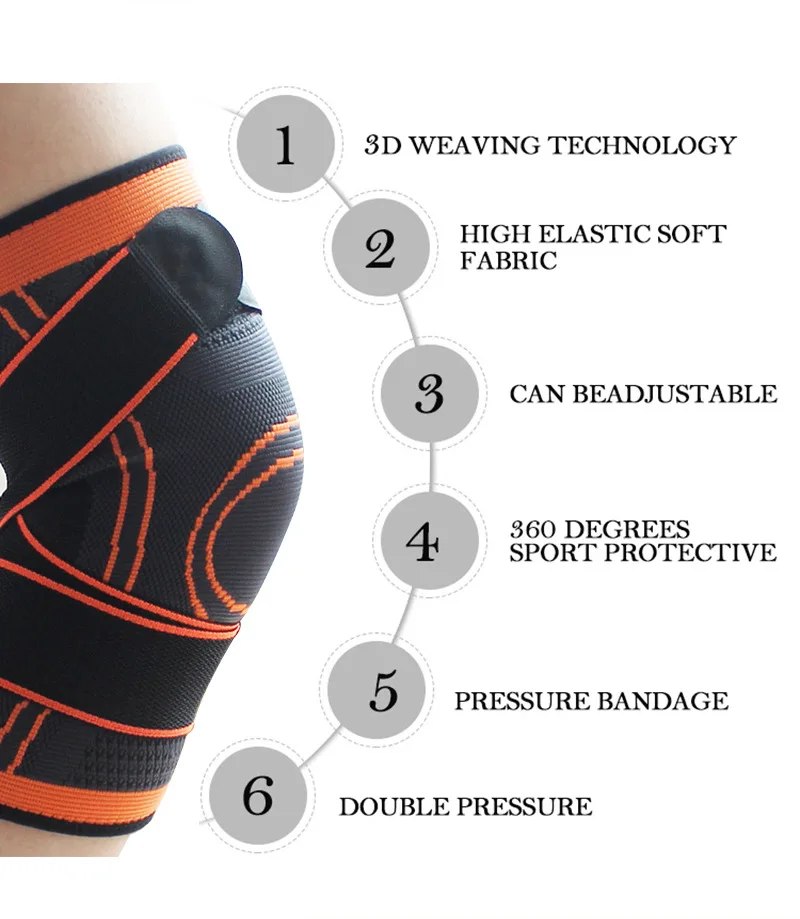 

1PC Sports Kneepad Men Pressurized Elastic Knee Pads Support Fitness Gear Basketball Volleyball Brace Protector