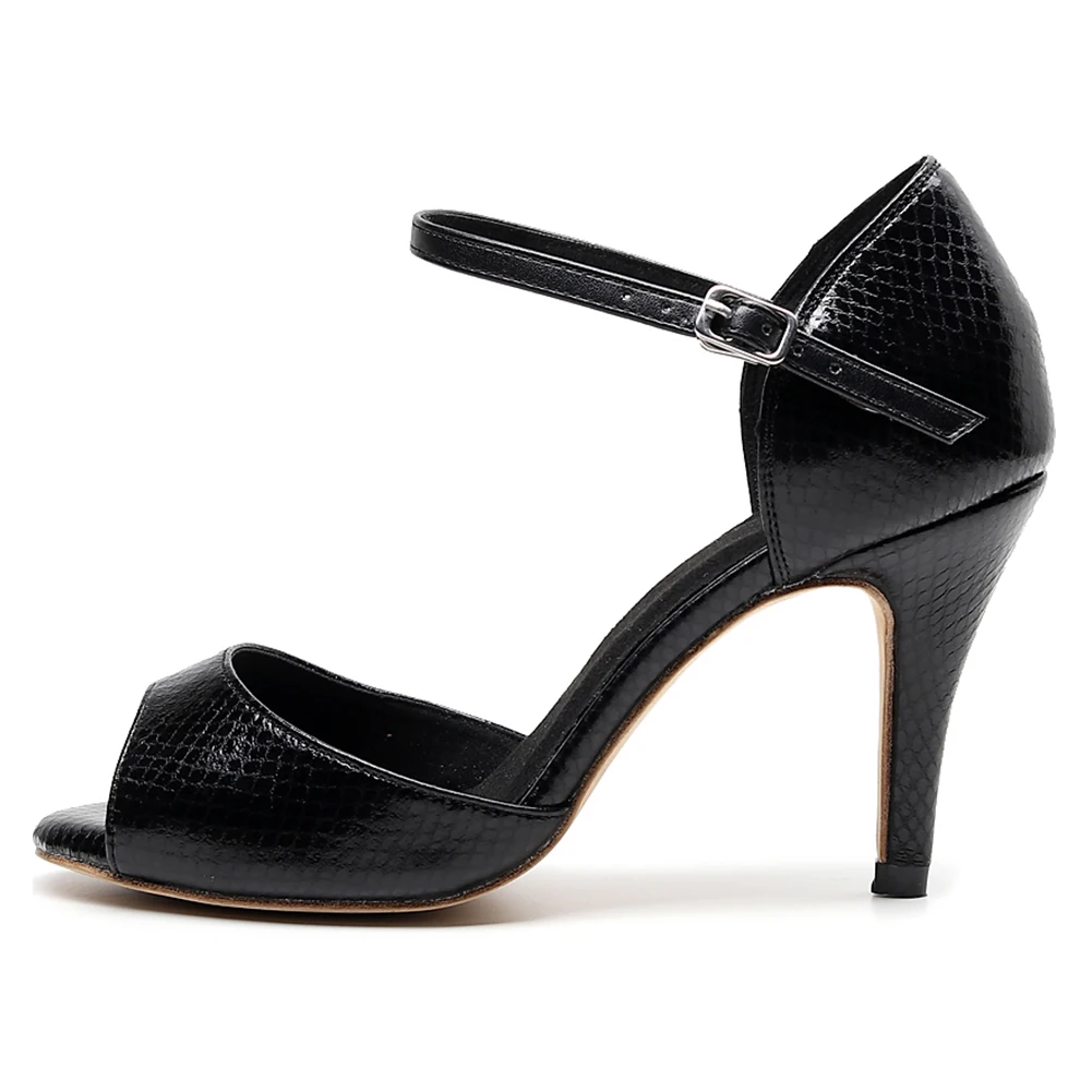 Женские туфли для бальных танцев черные кожаные латиноамериканских обувь танго