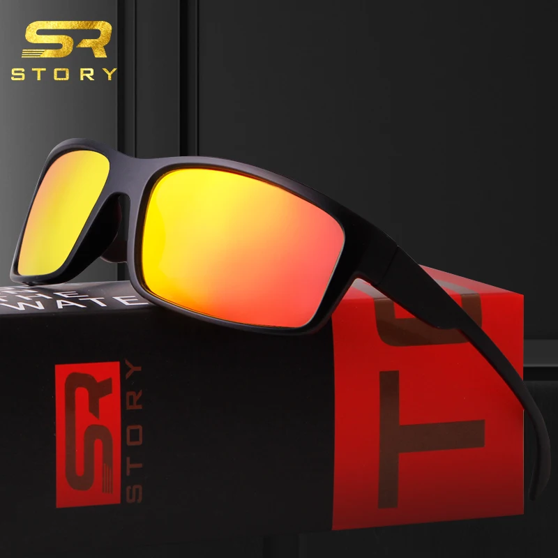 

STORY 2020 Polarized Sunglasses Men Driving Fishing Sport Brand Design Cool Shades Red Mirror Male Sun Glasses Outdoor (140MM)