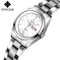 stainless steel women watches wwoor top luxury brand casual dress quartz watches waterproof luminous calendar clock reloj mujer