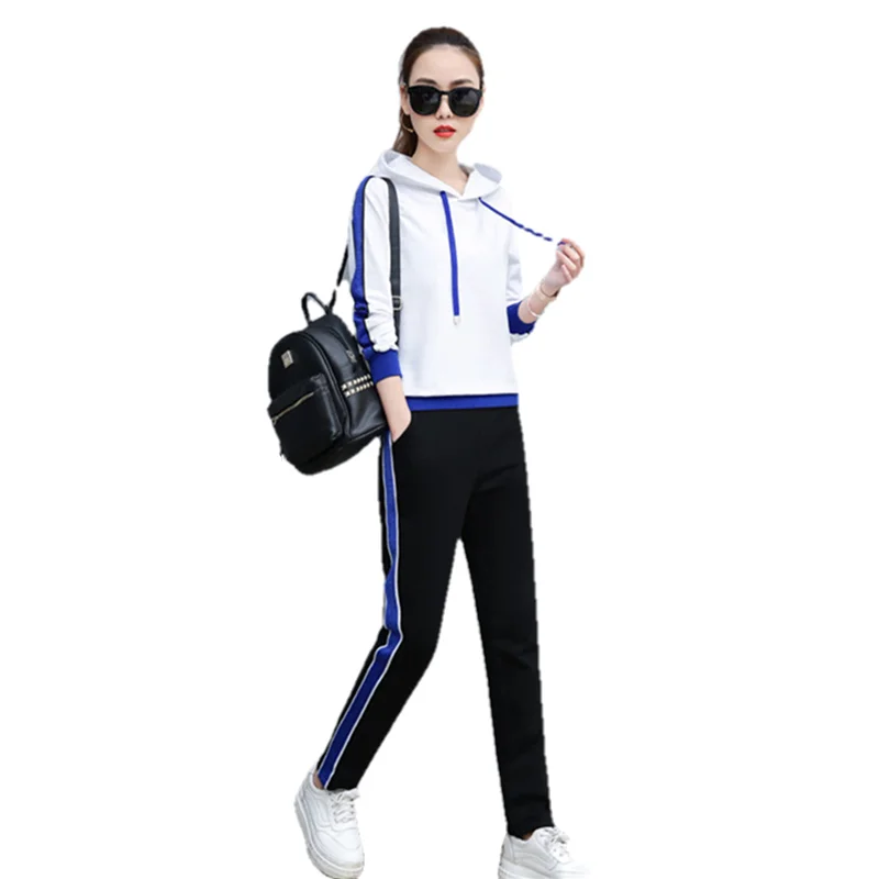 Женский спортивный костюм осень 2021 Повседневный пуловер с капюшоном свитера и