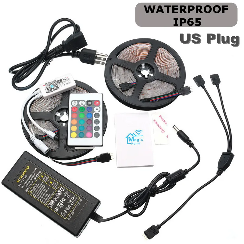 

LED Strip Lights RGB 2835SMD 10M Flexible Ribbon strip lamp Waterproof LED Light 24key Remote alexa control Tape Diode DC12V