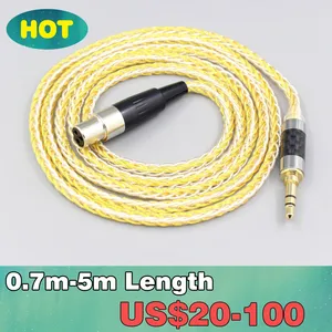 8 core silver gold plated braided earphone cable for akg pro audio k371 k361 k240mk ii q701 k702 k181 m220 ln007273 free global shipping