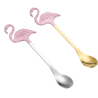 creative cute cartoon stainless steel stirring coffee spoon flamingo couple spoon