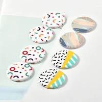 ins geometric printing colouring kindergarten acrylic circular hanging earrings diy handmade accessories material