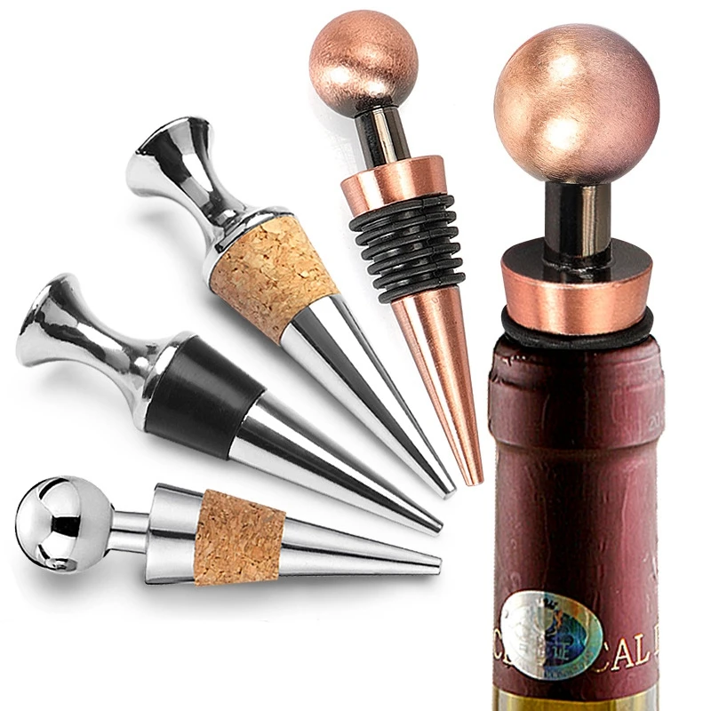 

4 Pcs Stainless Steel Wine Stopper Vacuum Sealed Bottle Stoppers Wine Cork Bottle Stopper Storage Twist Cap Plug Gift Bar Access