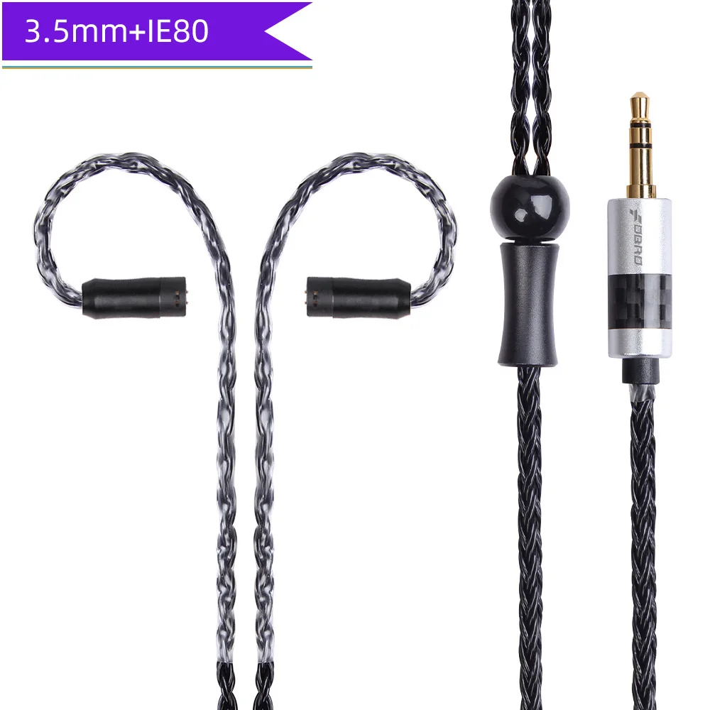 black 3.5mm IE80 FDBRO 16 ядер 2,5/3,5/4,4 мм с серебряным покрытием наушников обновления аудио провода наушники MMCX IE80 IM 2Pin 0,78 мм A2DC кабель SE425 SE535 - Цвет: black 3.5mm IE80