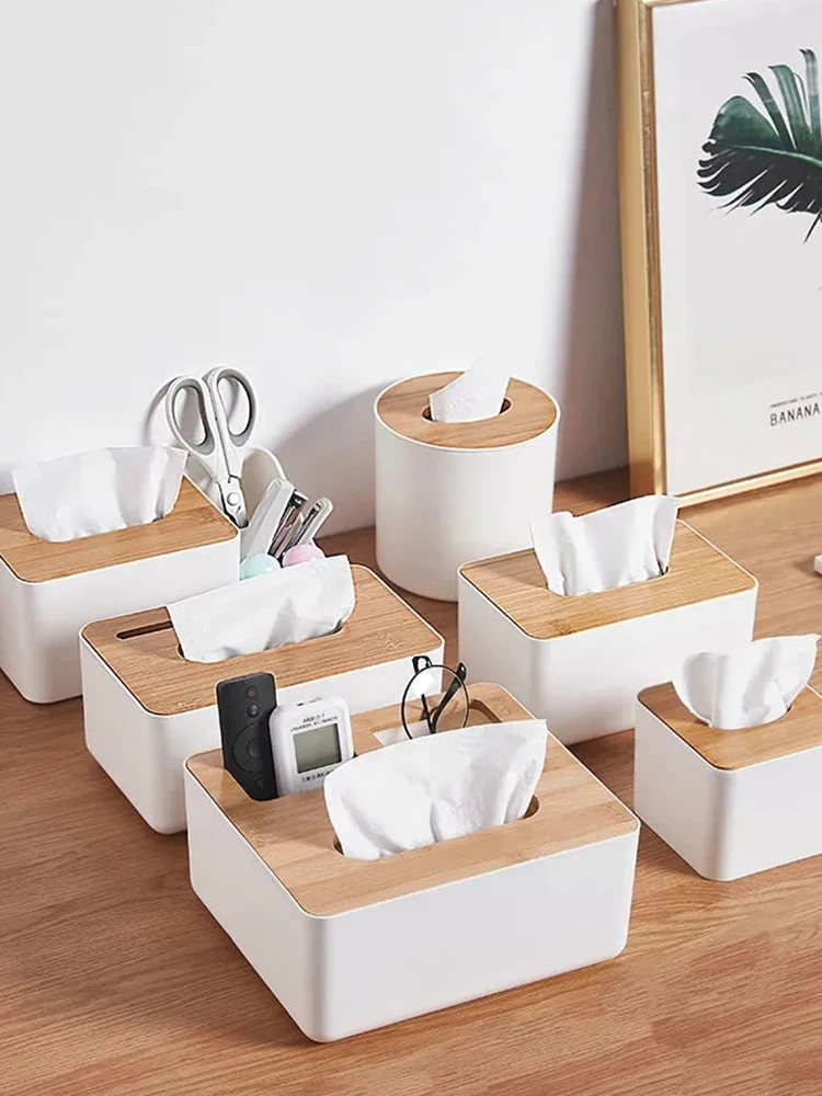 

Пластиковая коробка для салфеток, Бамбуковая крышка, европейская стандартная поднос, бумажная трубка, портативный держатель для бумажных п...