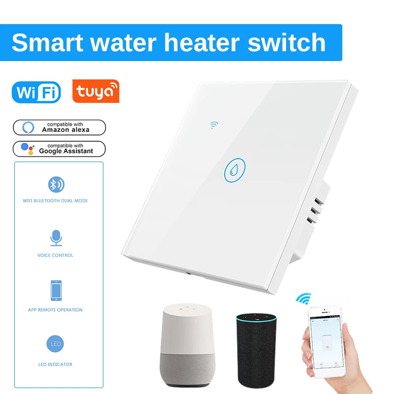 Умный котел Переключатель ЕС Wi-Fi водонагреватель стекло Панель 4000W приложение Smart