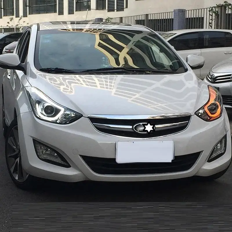 Боковой указатель поворота внешний стиль авто Drl светодиодные дневные ходовые части фары автомобильные фары в сборе для hyundai Elantra