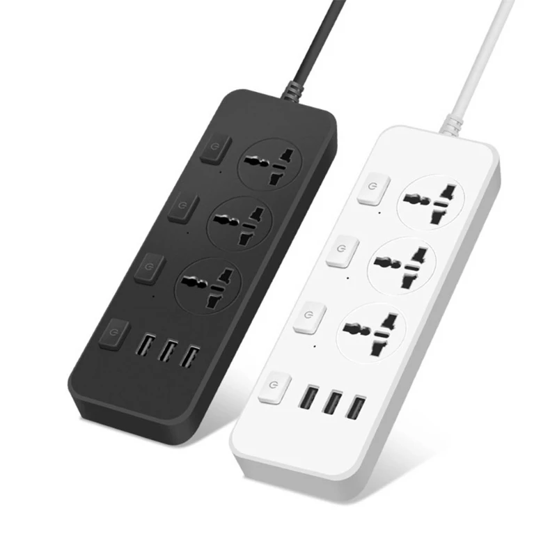 

Multifunctional US/UK/EU Power Strip 5V2.1A Surge Protector with 3 Outlets & 3 USB Ports Flame-retardant Material