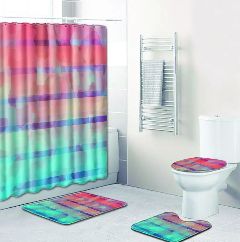 Набор ковриков для ванной Zeegle с водонепроницаемой занавеской душа коврик крышки