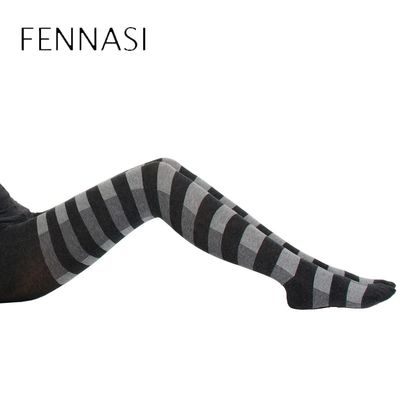 FENNASI 1/3 шт. зимние женские теплые колготки полосатые с высокой талией