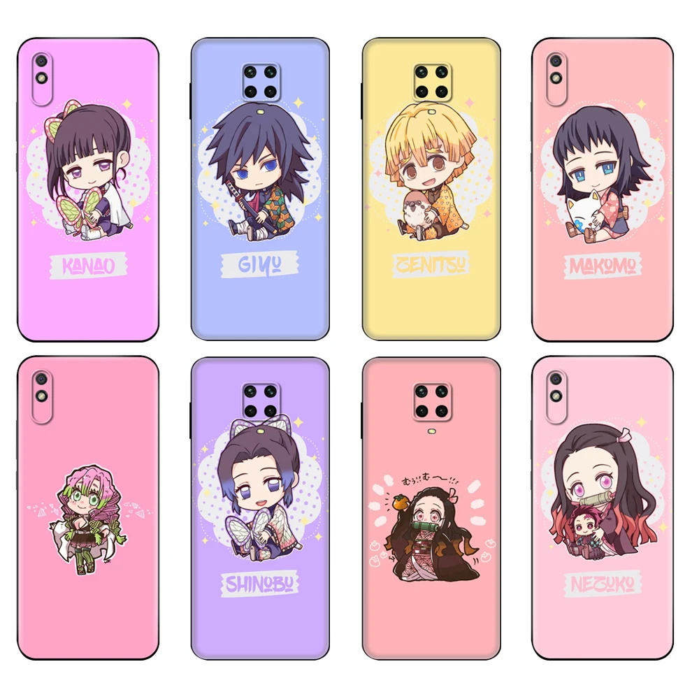 Черный чехол из ТПУ для Xiaomi Redmi 7A 8 8A 9 9A 9C Note 8T Pro T 9S Slayer Kimetsu No Yaiba