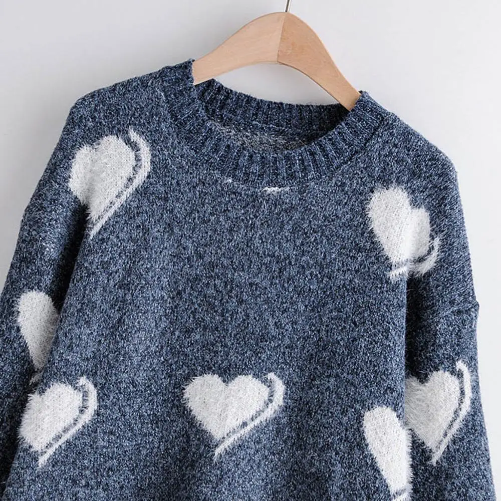 Love Women sweater Fashion Casual women Loose O-Neck robe pull Top pullover Blouse femme jersey mujer truien dames@ |
