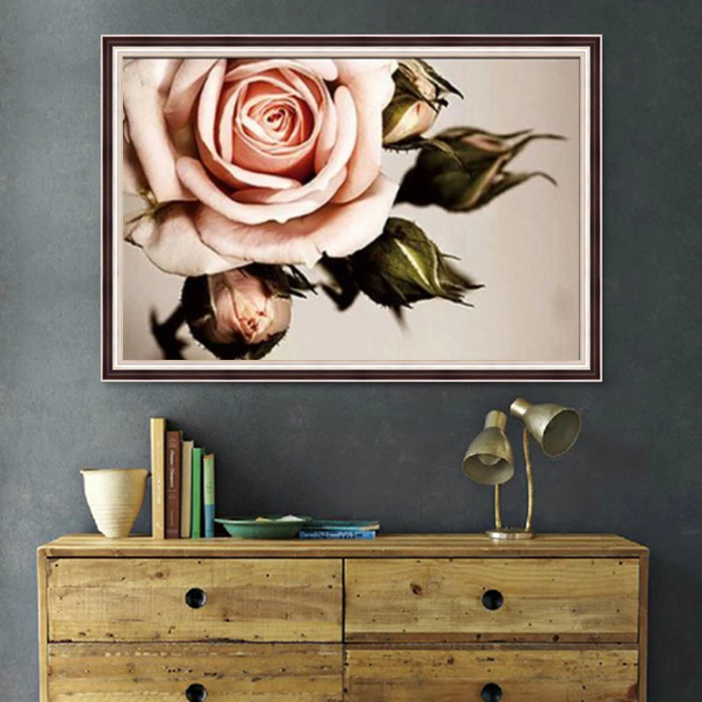Цветок полный дрель алмазная живопись набор 40*30 см 5D DIY розовая роза кристалл