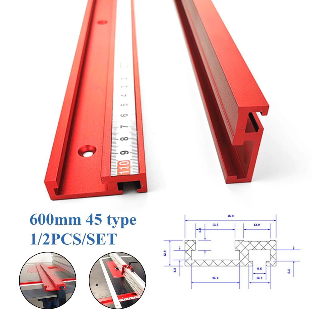 

600mm Aluminum Alloy T-Track T-slot Miter Woodworking DIY Tool 2*45 Type T-slot Miter Track Without Ruler