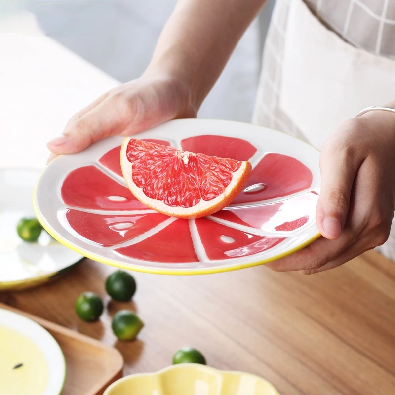 

Creative Simple Plate Breakfast Steak Salad Child Fruit Dessert Plate Hand-painted Fruit Tableware Cutlery Cartoon Ceramics