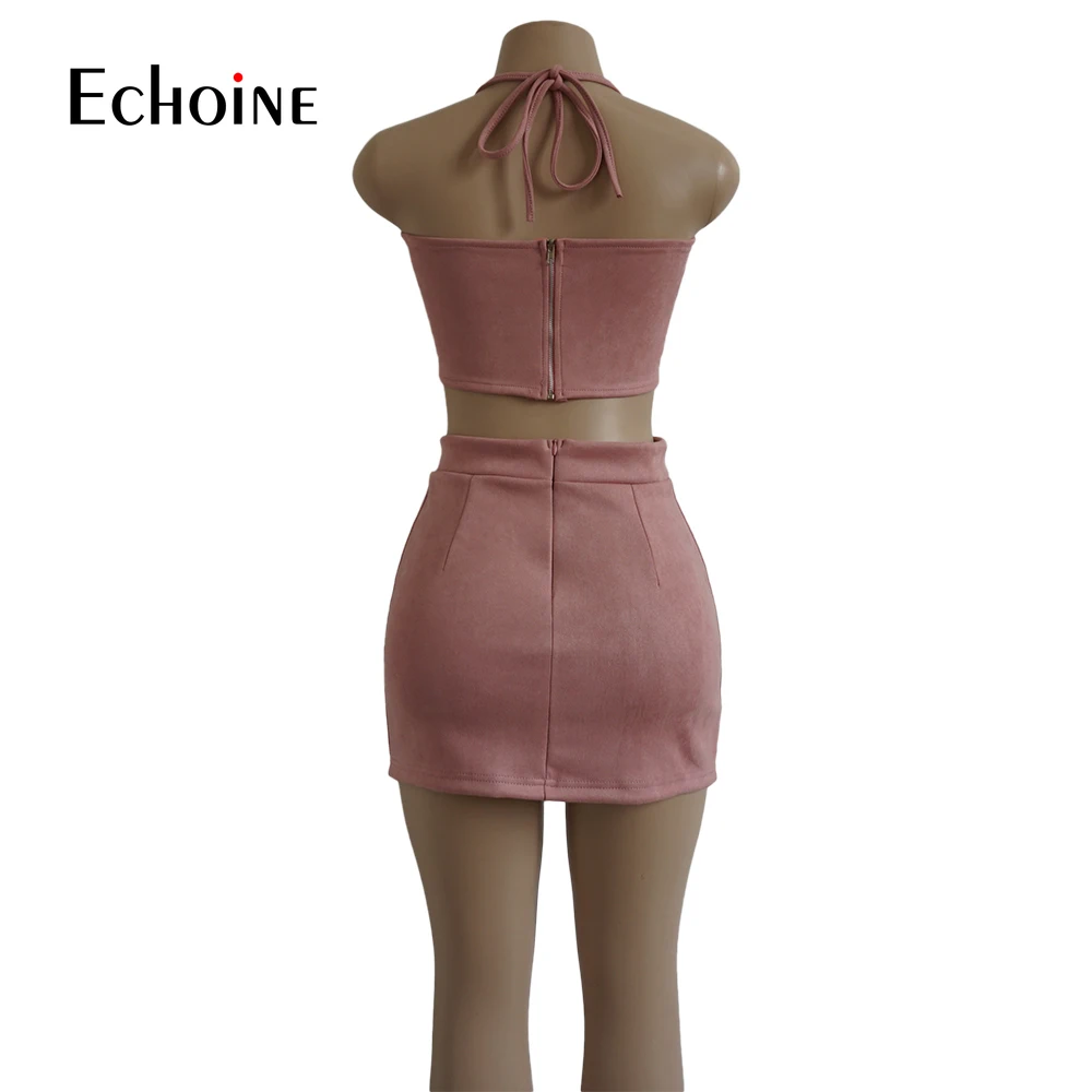 Соблазнительный облегающий модный замшевый комплект из двух предметов клубные