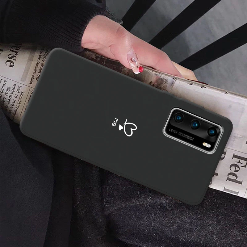 Черный силиконовый милый мультяшный чехол для Huawei P40 простой Pro Чехол Lite E|Бамперы|