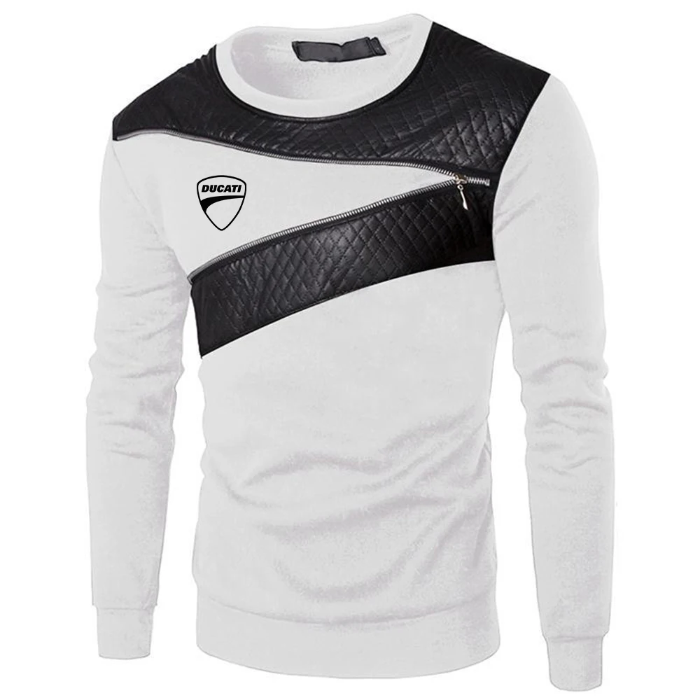 

New Mens Ducati Logo Autumn Comfortable Round Neck Patchwork Wild Leisure Hip-hop Fitness pullover popular Designer Tops