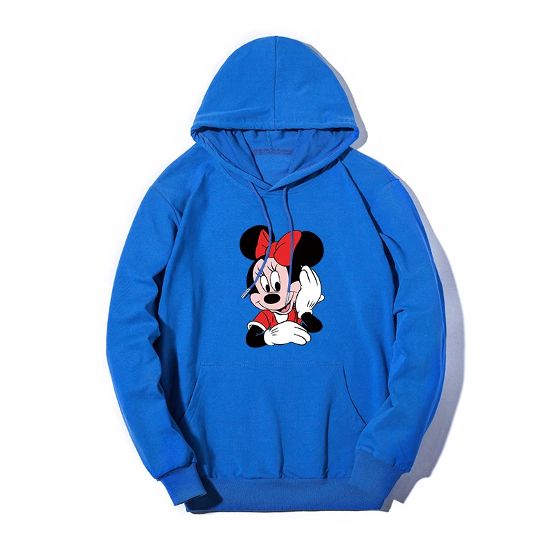 Blue Women Sweatshirt Cotton Hoodies Autumn Winter Minnie Cartoon Hoodie Print Pullover Long Sleeve Plus Size 5XL White - Цвет: Blue