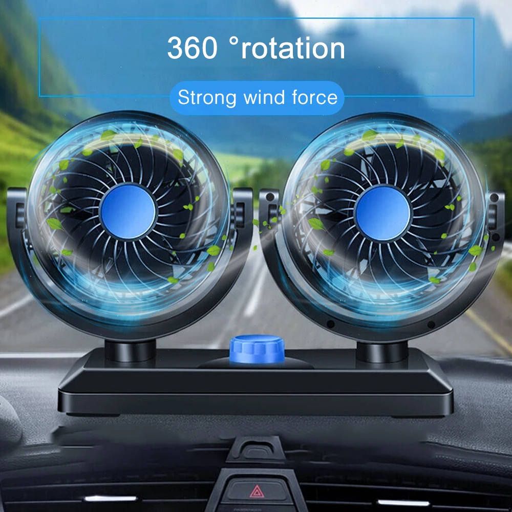 

Car Auto Cooler 24V 12V 360 Degree All-Round Adjustable Car Auto Air Cooling Dual Head Fan Low Noise Air Fan Car Fan Accessories