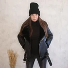 Женская зимняя куртка из искусственной овечьей кожи с отложным воротником