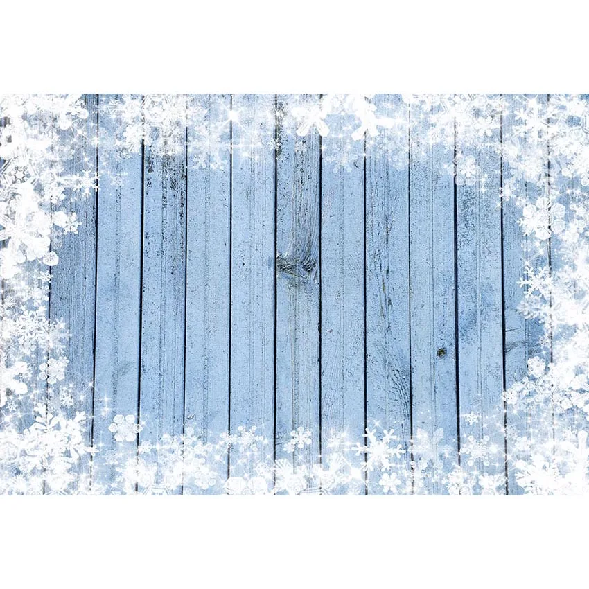 

7x5ft Blue Wood Wooden Plank Wall Texture White Snowflake Custom Photo Studio Background Backdrop Vinyl Banner 220cm x 150cm